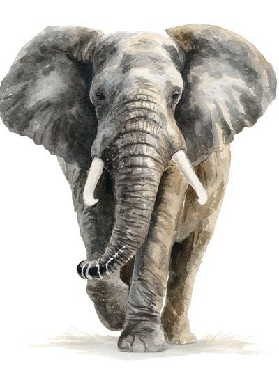 Majestic Elephant — Watercolor Print. poster print