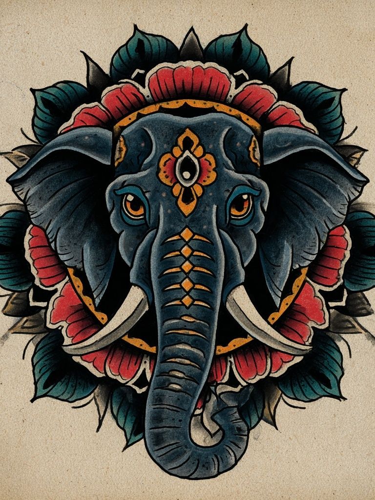 Elephant Mandala Art Print. poster detail
