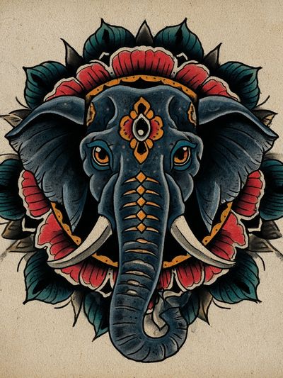 Elephant Mandala Art Print. poster