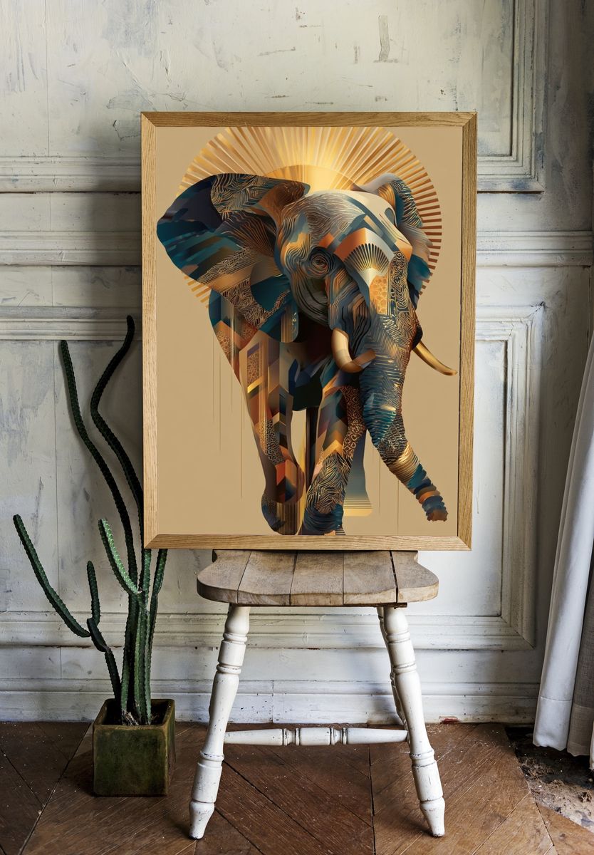 Majestic Elephant — Digital Art Print. — room view 1