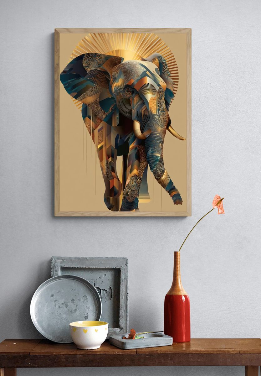 Majestic Elephant — Digital Art Print. — room view 3