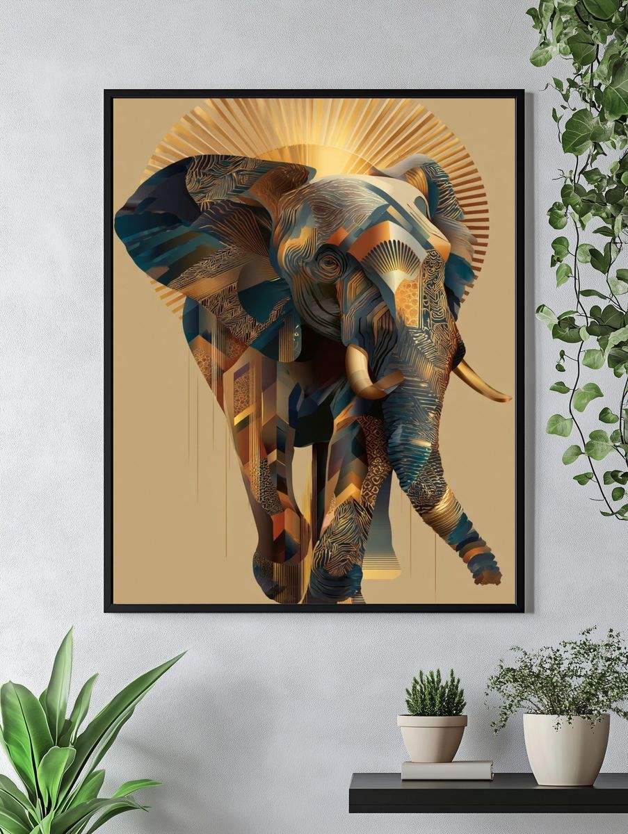 Majestic Elephant — Digital Art Print. — room view 4