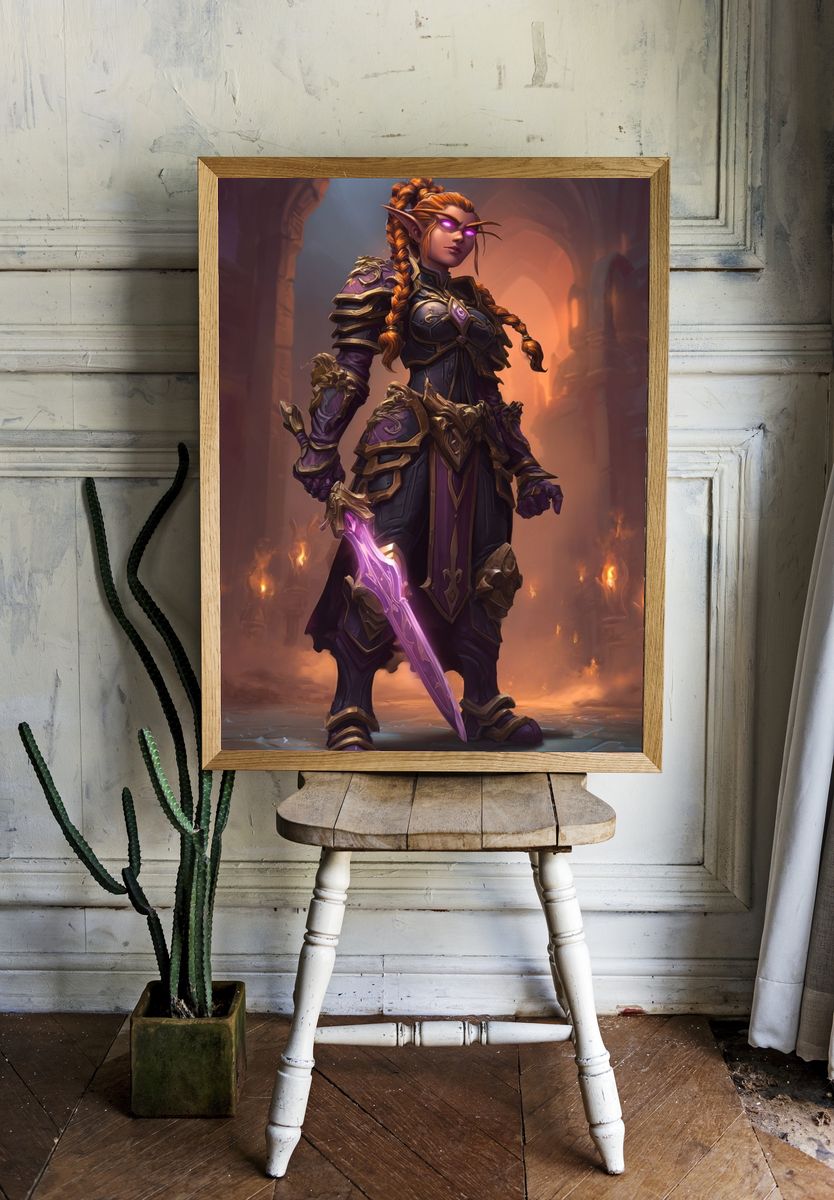 Elf Warrior Fantasy Art Print. — room view 1
