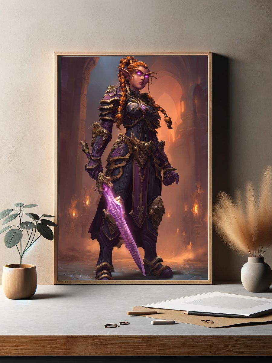 Elf Warrior Fantasy Art Print. — room view 2