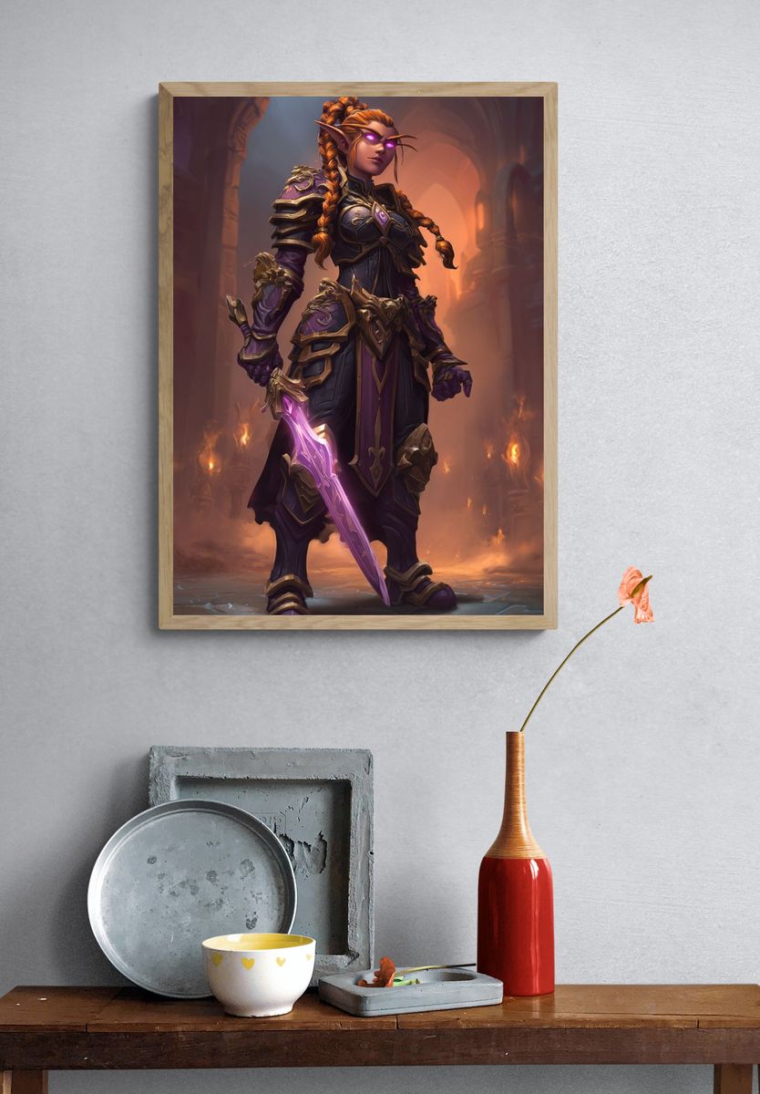 Elf Warrior Fantasy Art Print. — room view 3