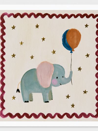 Elephant Balloon Nursery Print.