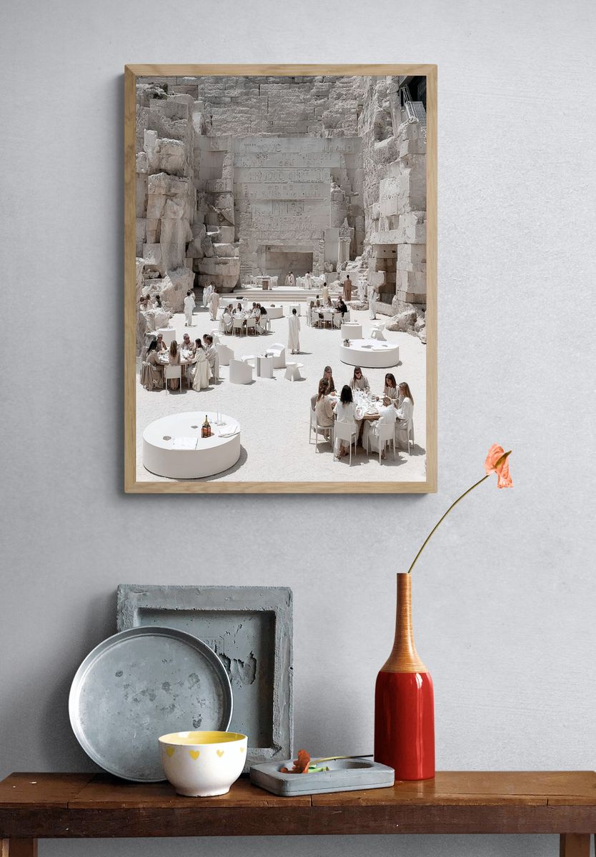 Elegant Outdoor Dining — Fine Art Print. — room view 3
