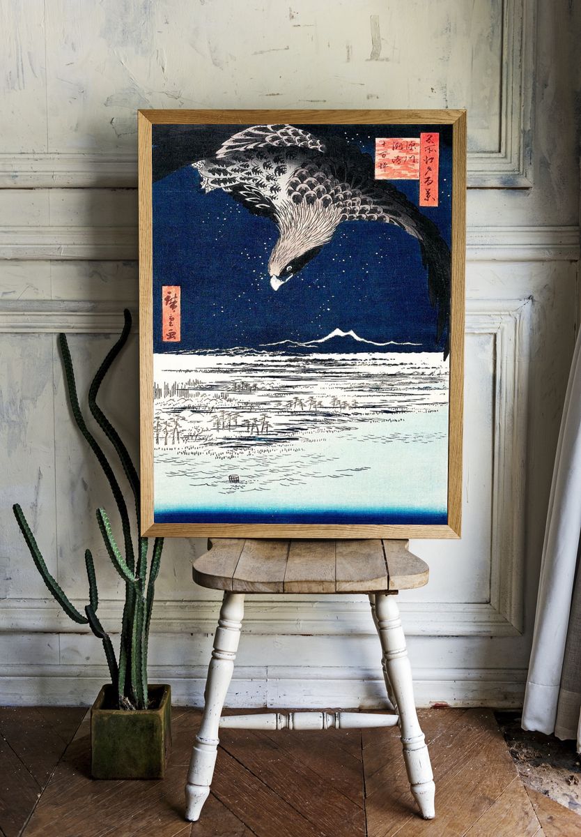 Eagle Over Snowy Landscape — Fine Art Print. — room view 1