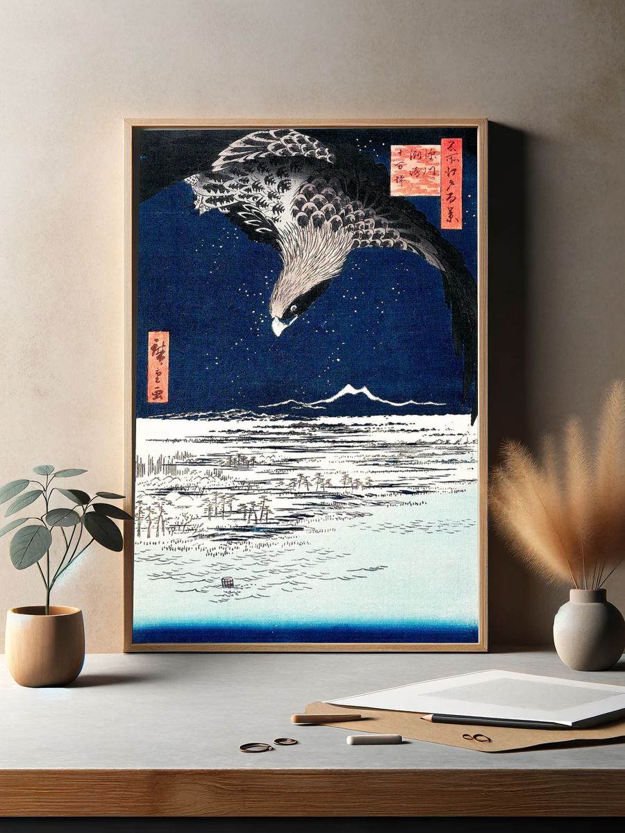Eagle Over Snowy Landscape — Fine Art Print. — room view 2