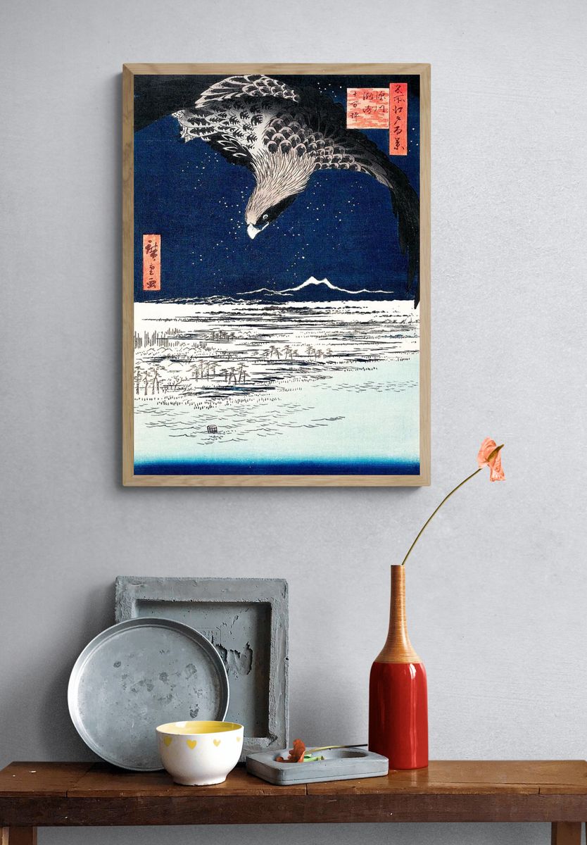 Eagle Over Snowy Landscape — Fine Art Print. — room view 3