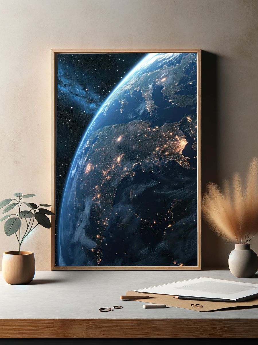 Earth from Space — Space Print. — room view 2