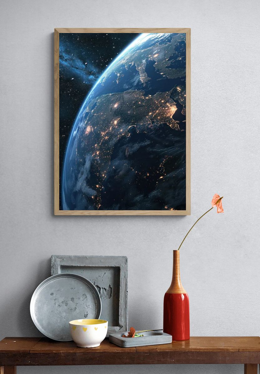Earth from Space — Space Print. — room view 3