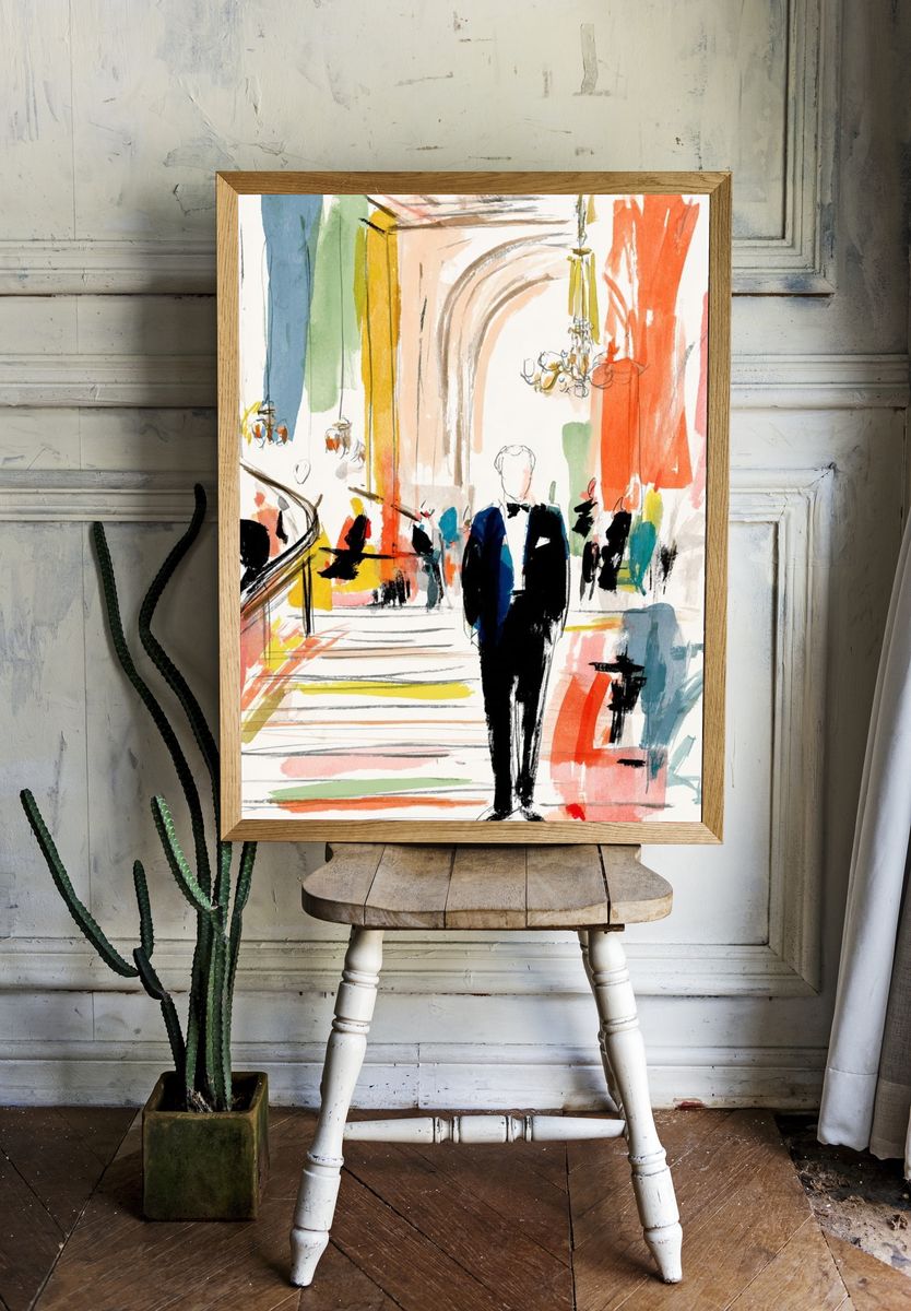 Elegant Evening — Illustration Print. — room view 1