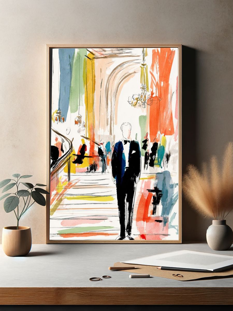 Elegant Evening — Illustration Print. — room view 2