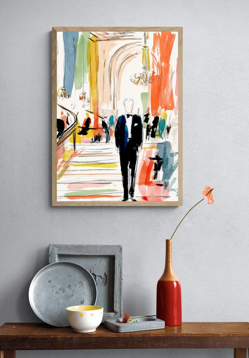 Elegant Evening — Illustration Print. — room view 3