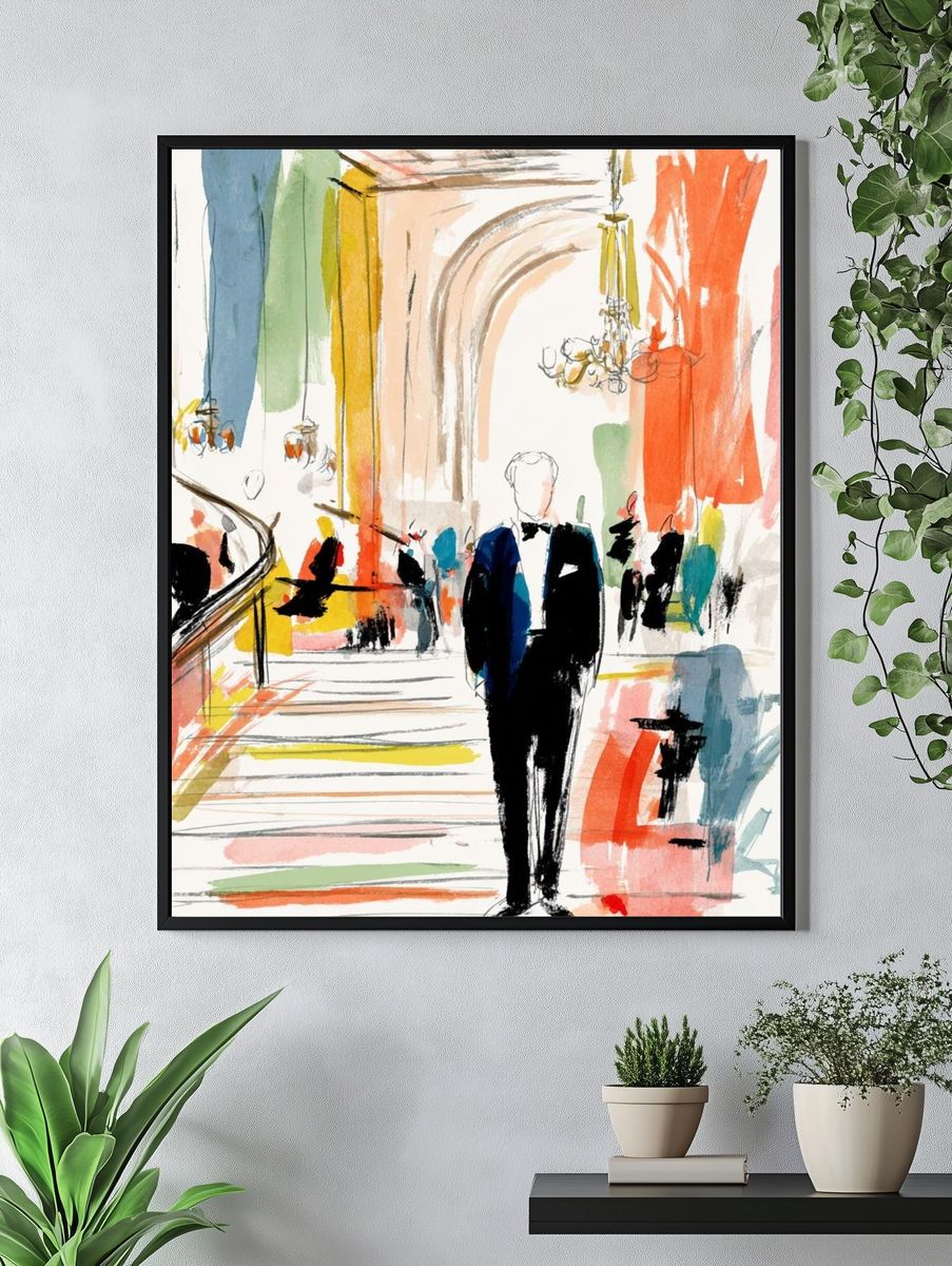 Elegant Evening — Illustration Print. — room view 4