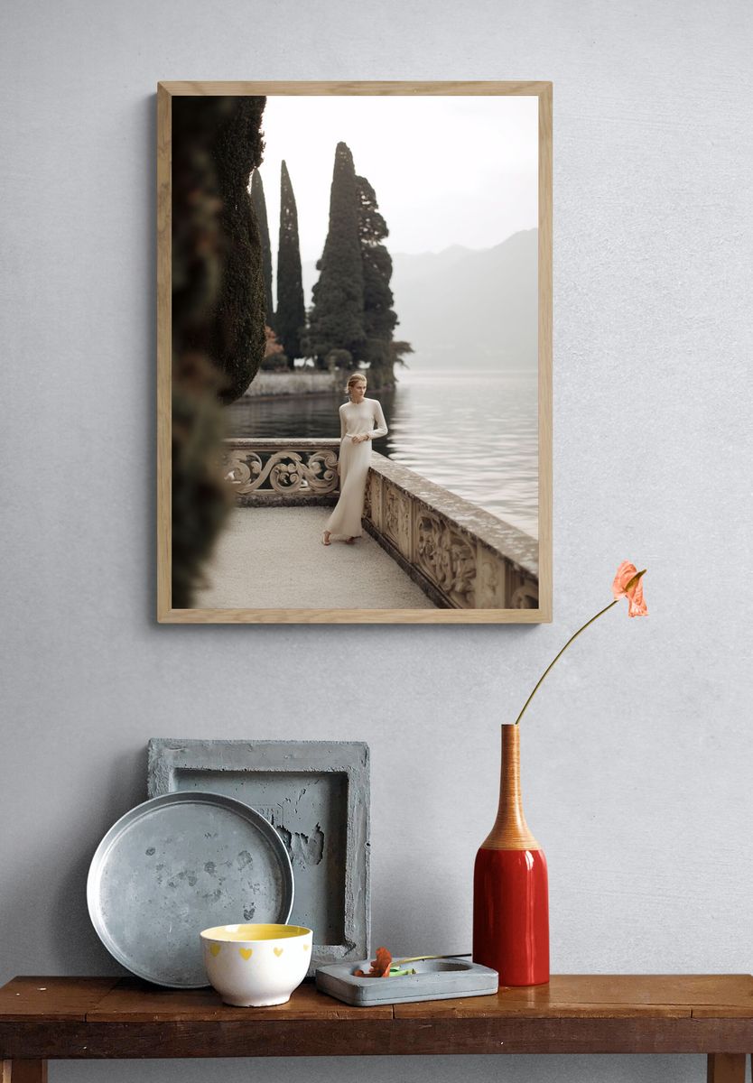 Elegant Woman by the Lake — Fine Art Print. — room view 3