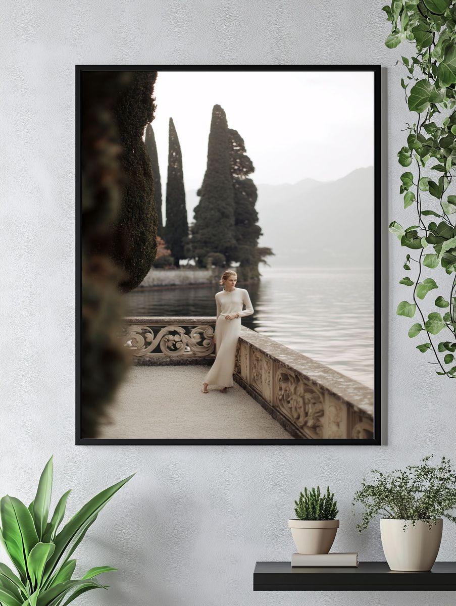 Elegant Woman by the Lake — Fine Art Print. — room view 4