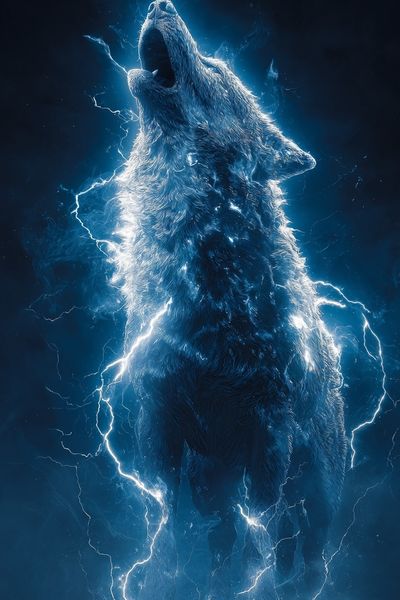 Electric Wolf — Digital Art Print. poster print