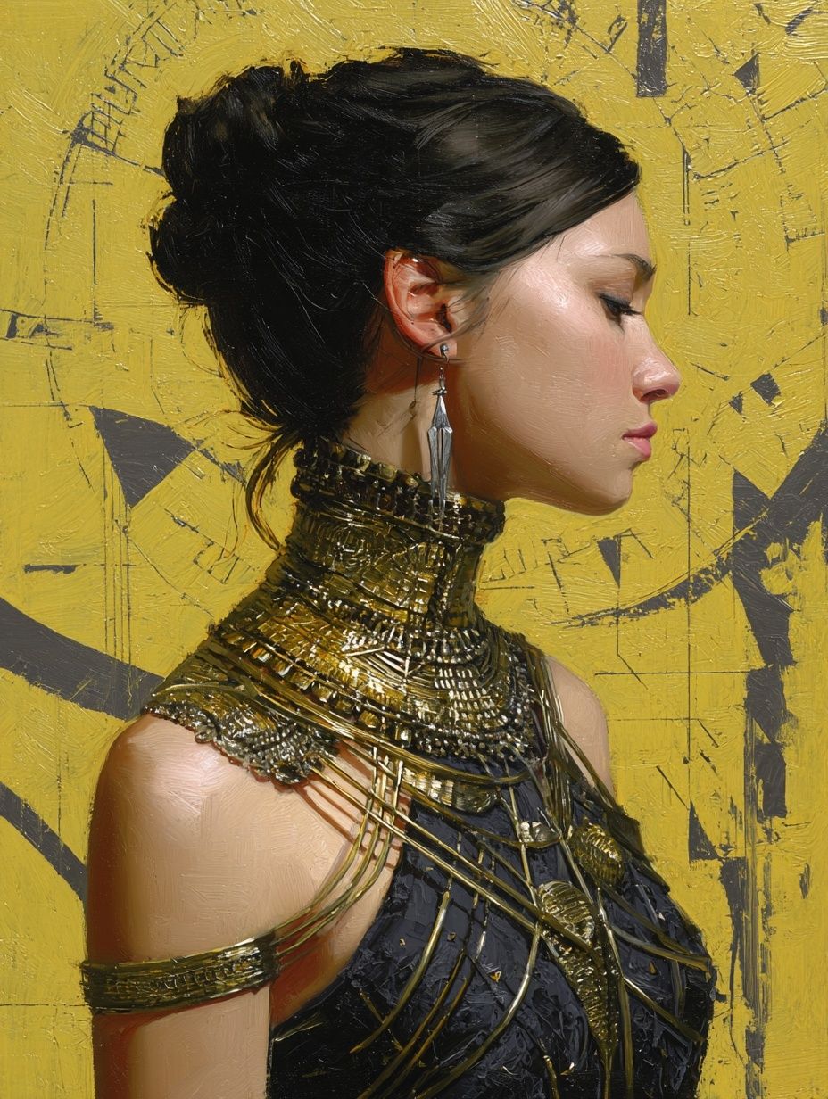 Elegant Woman in Gold — Fine Art Print. poster detail