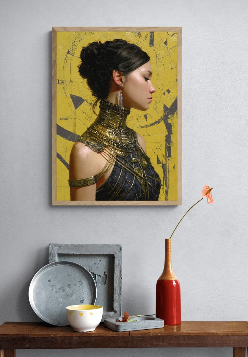 Elegant Woman in Gold — Fine Art Print. — room view 3