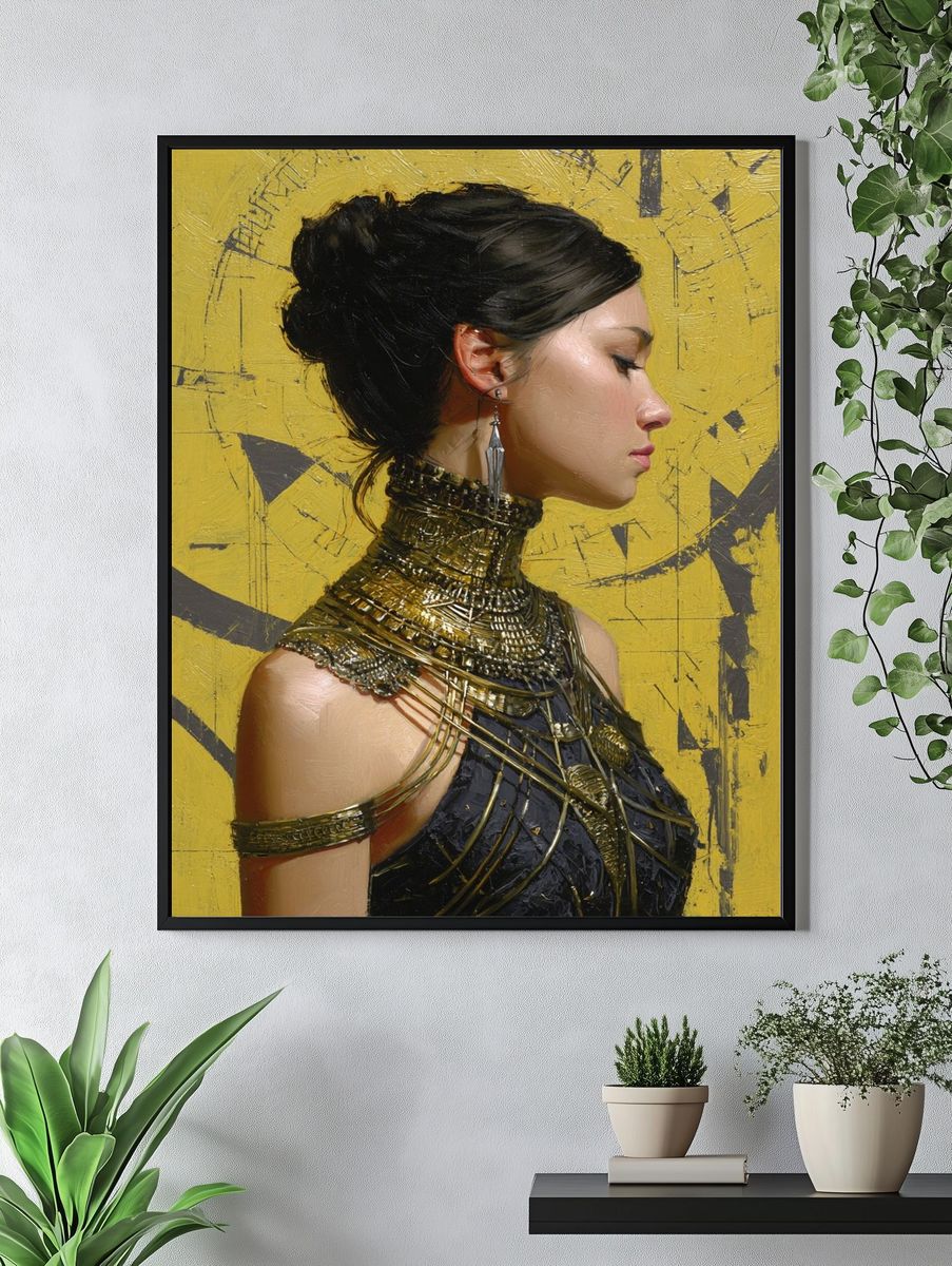 Elegant Woman in Gold — Fine Art Print. — room view 4