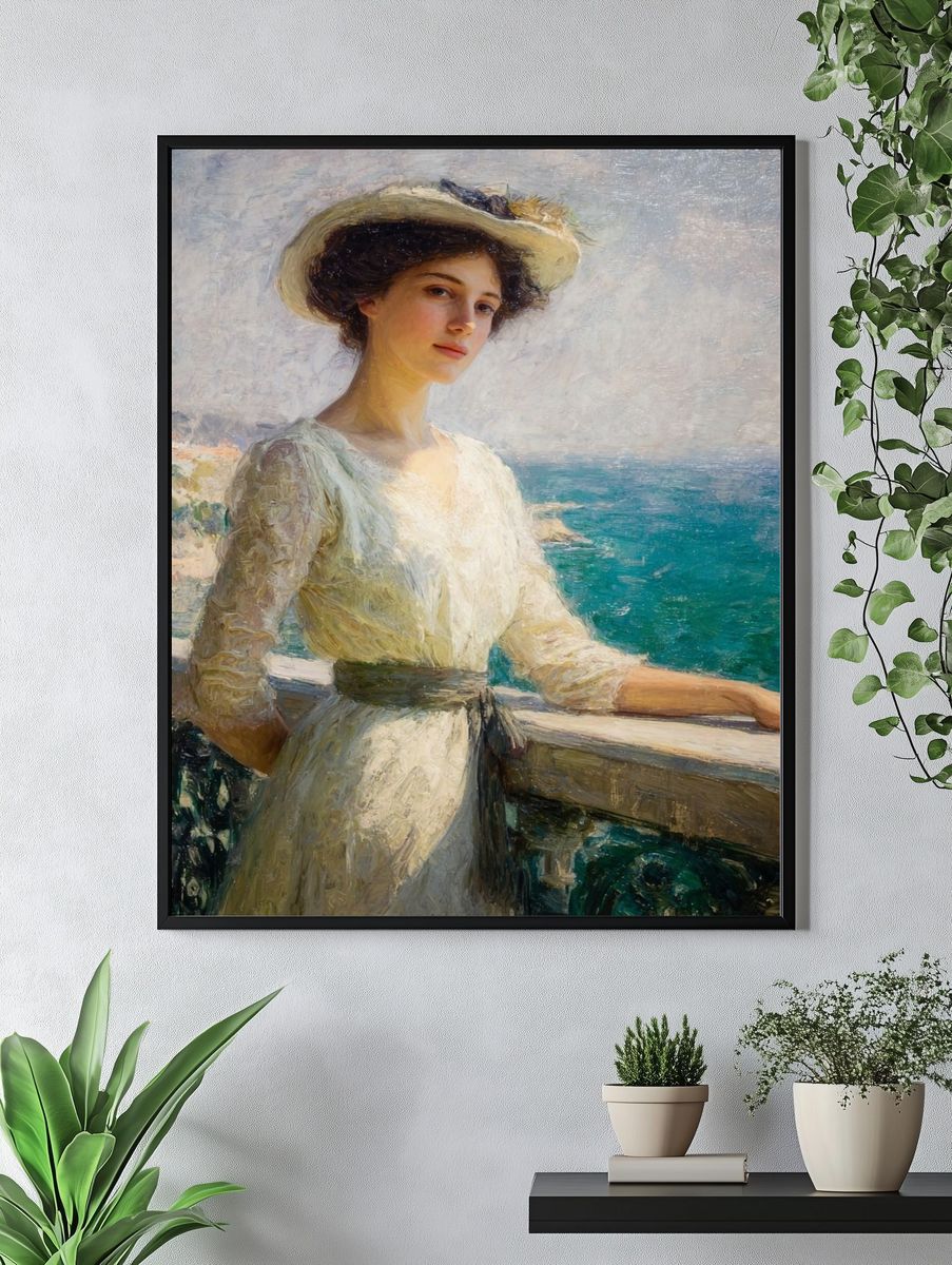 Elegant Woman by the Sea — Fine Art Print. — room view 4