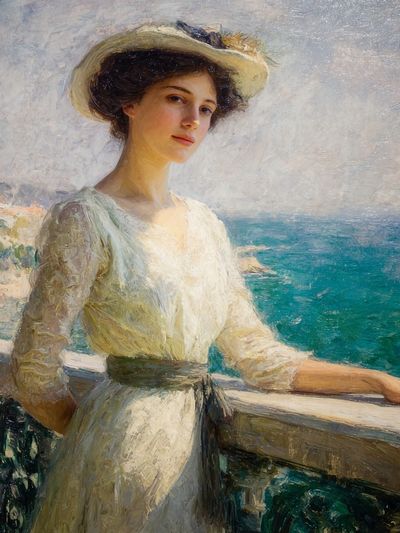 Elegant Woman by the Sea — Fine Art Print. poster print