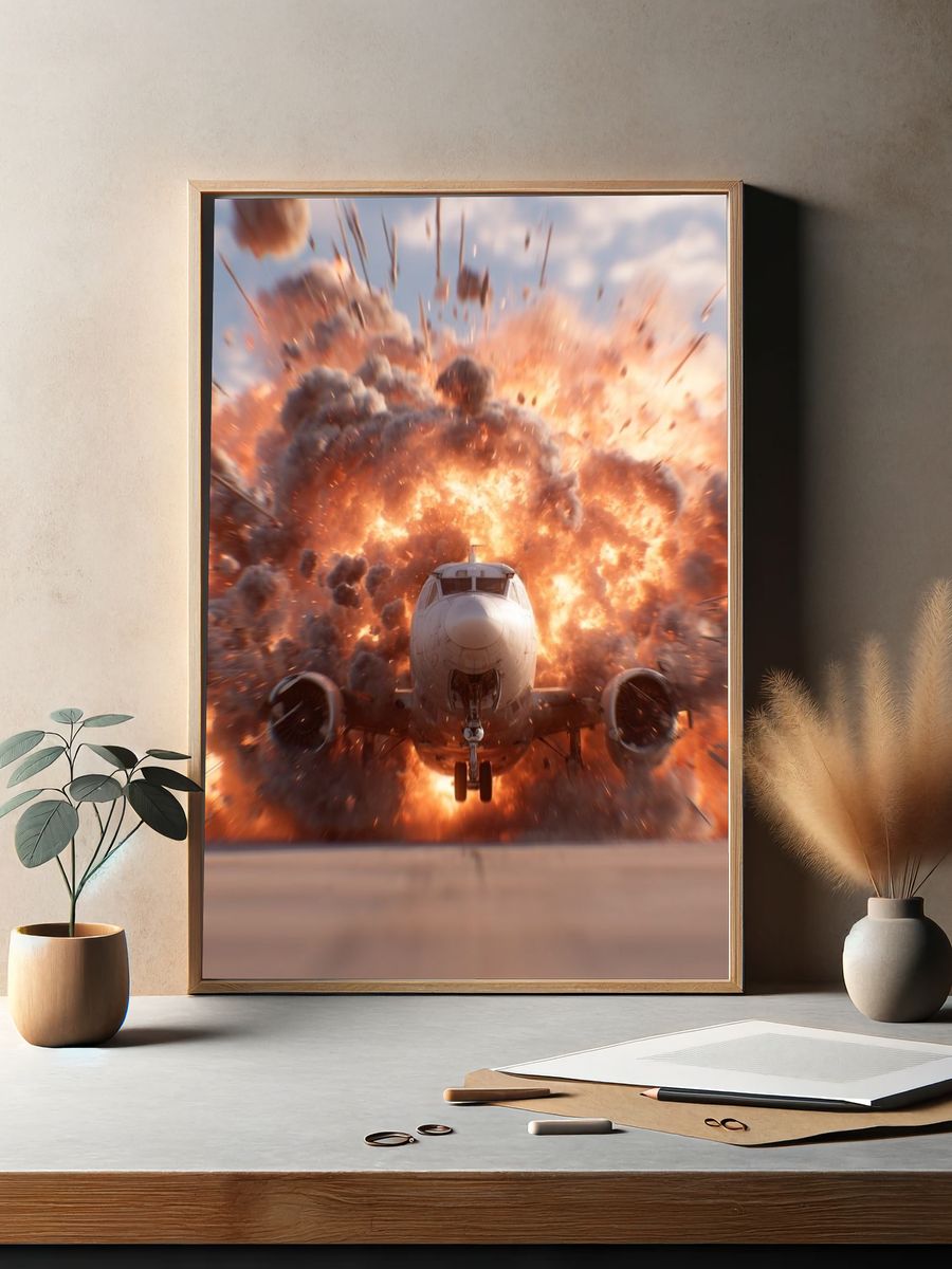 Exploding Airplane Action Poster. — room view 2