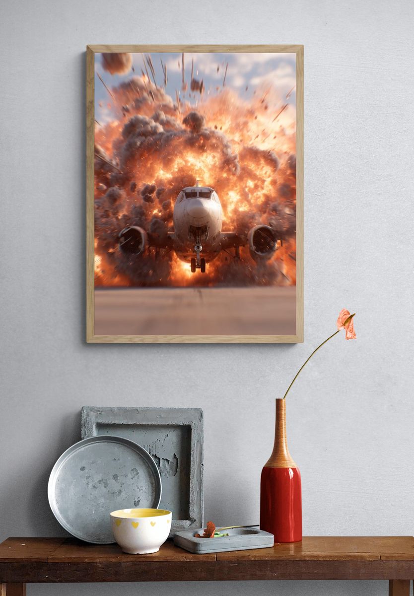 Exploding Airplane Action Poster. — room view 3