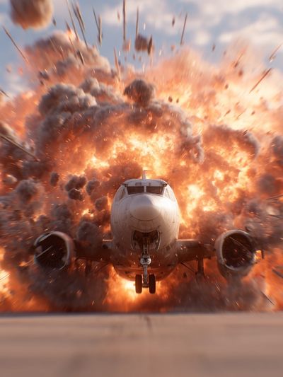 Exploding Airplane Action Poster
