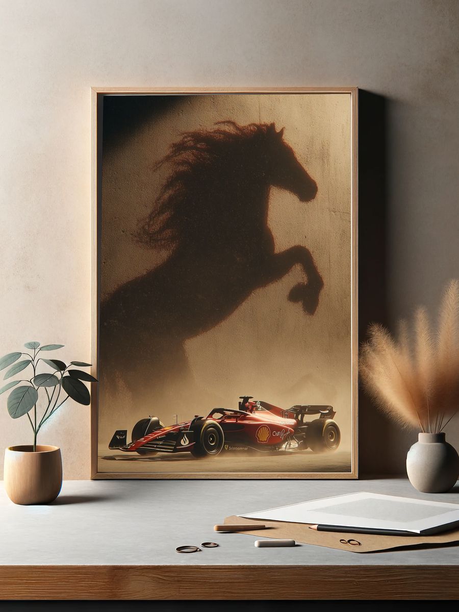 Ferrari F1 Car — Automotive Art Print. — room view 2