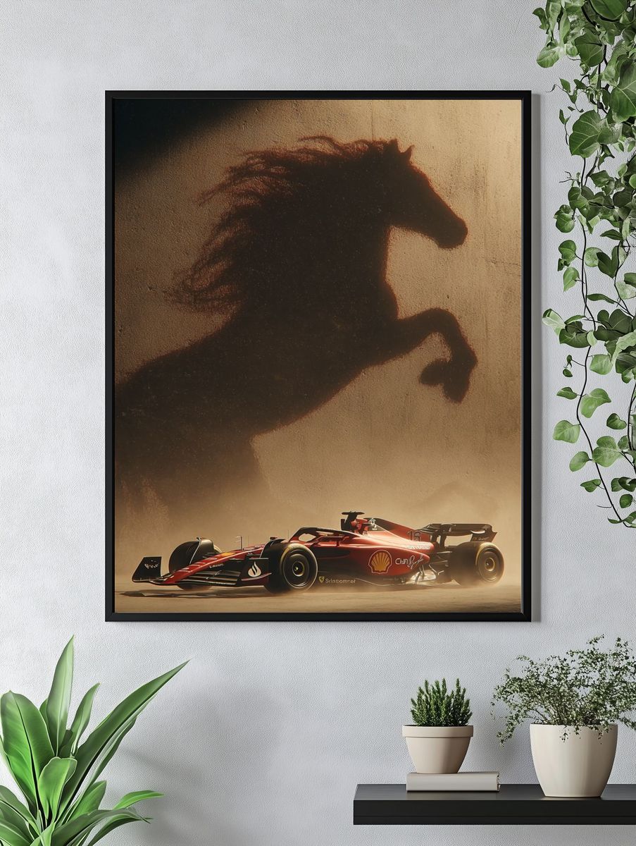 Ferrari F1 Car — Automotive Art Print. — room view 4