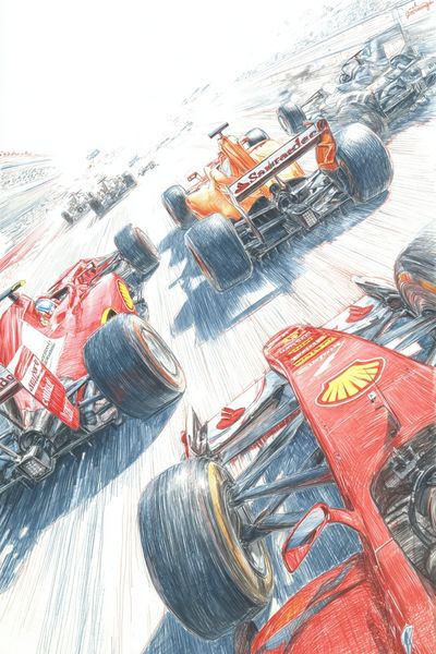 Formula 1 Racing Cars — Illustration Print. poster