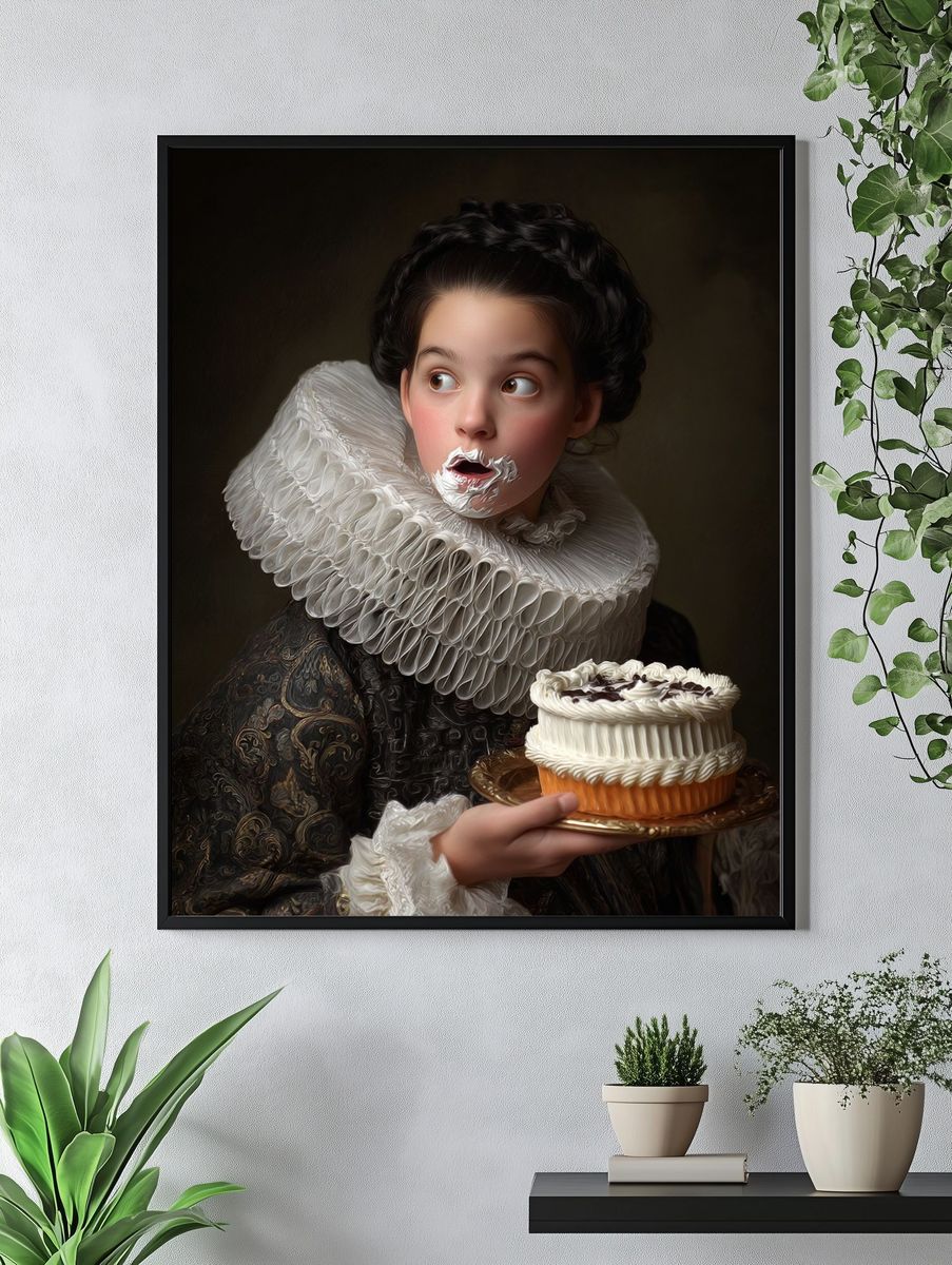Girl with Cake — Fine Art Print. — room view 4