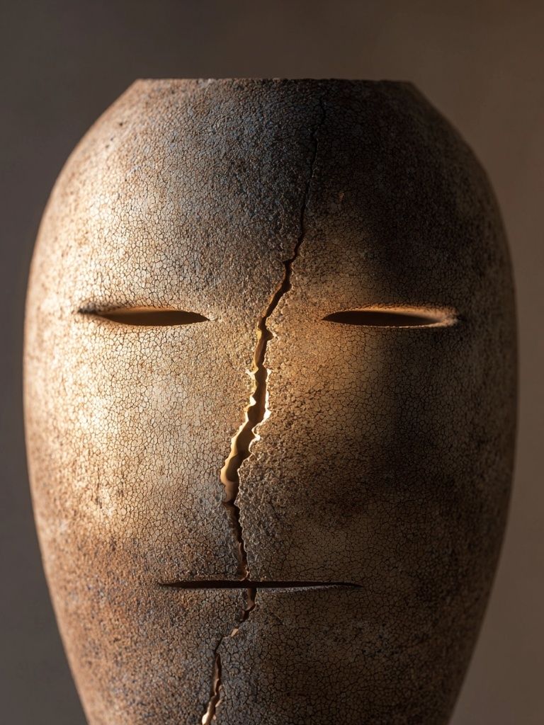 Cracked Face Sculpture — Fine Art Print. poster detail
