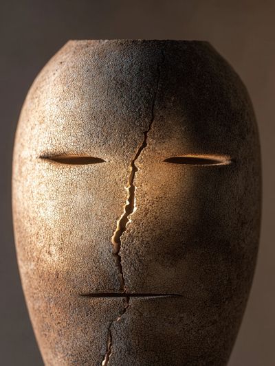 Cracked Face Sculpture — Fine Art Print. poster