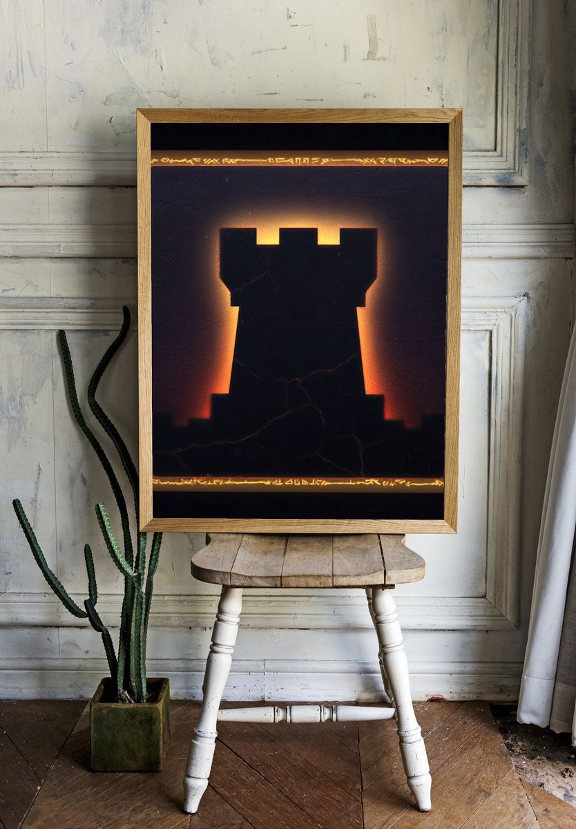 Glowing Castle Silhouette Fantasy Print. — room view 1