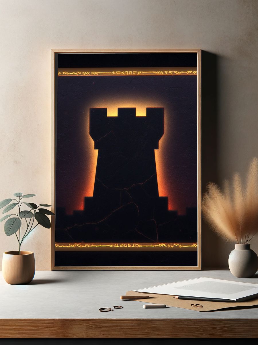 Glowing Castle Silhouette Fantasy Print. — room view 2