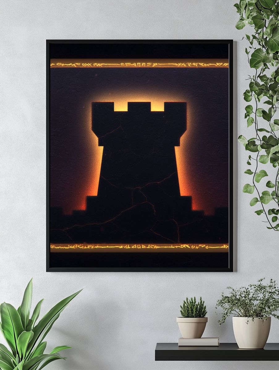 Glowing Castle Silhouette Fantasy Print. — room view 4