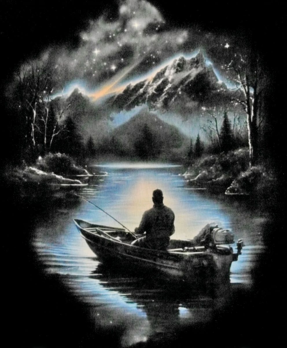 Fishing at Night — Fine Art Print. poster — fine-art art
