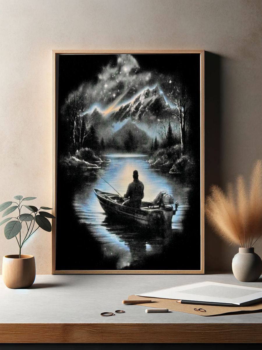 Fishing at Night — Fine Art Print. — room view 2