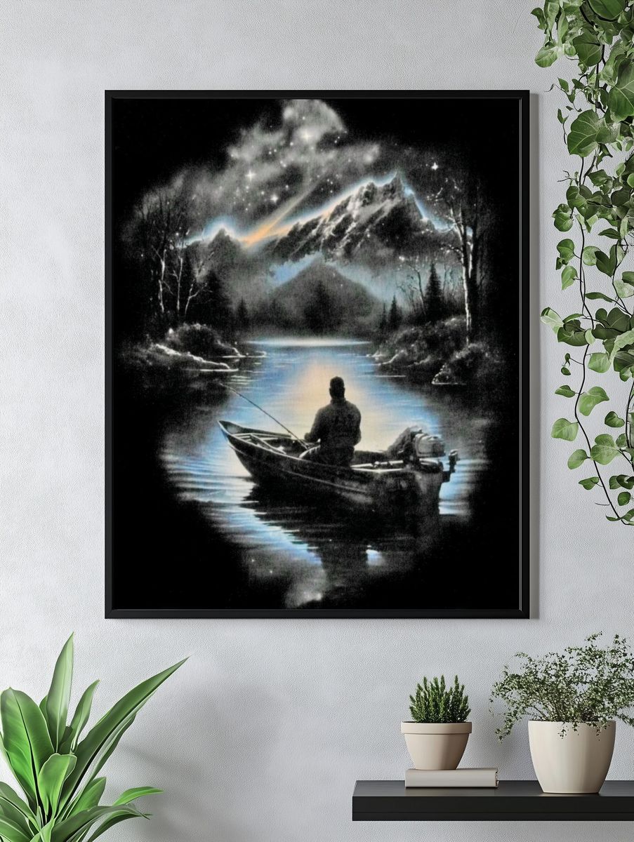 Fishing at Night — Fine Art Print. — room view 4