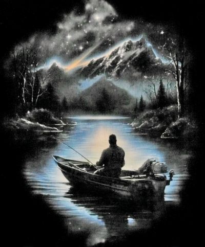 Fishing at Night — Fine Art Print. poster
