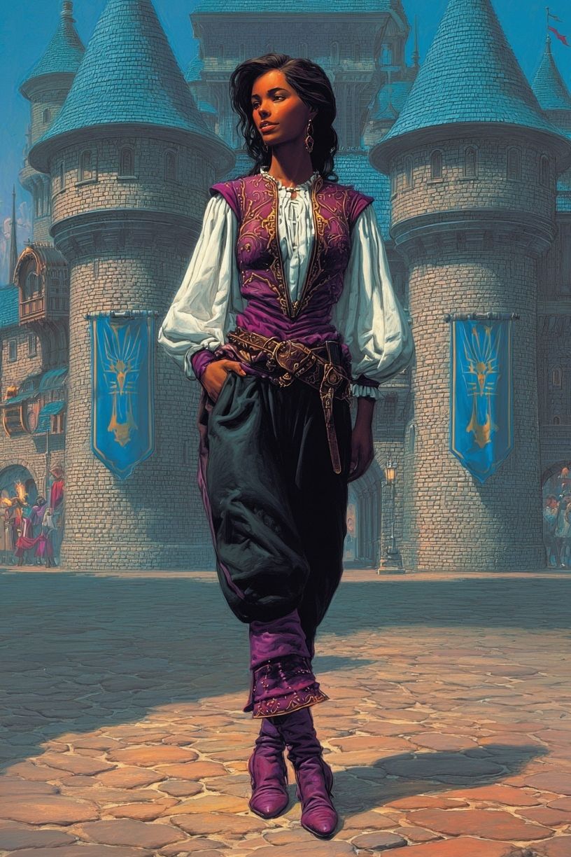 Castle Courtyard Fantasy Portrait Print. poster detail