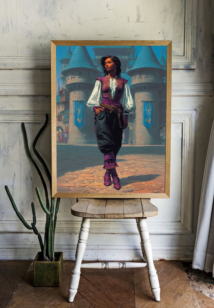 Castle Courtyard Fantasy Portrait Print. — room view 1