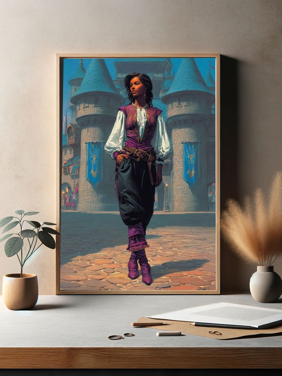 Castle Courtyard Fantasy Portrait Print. — room view 2