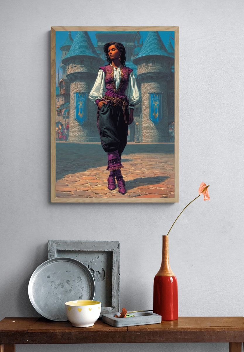 Castle Courtyard Fantasy Portrait Print. — room view 3