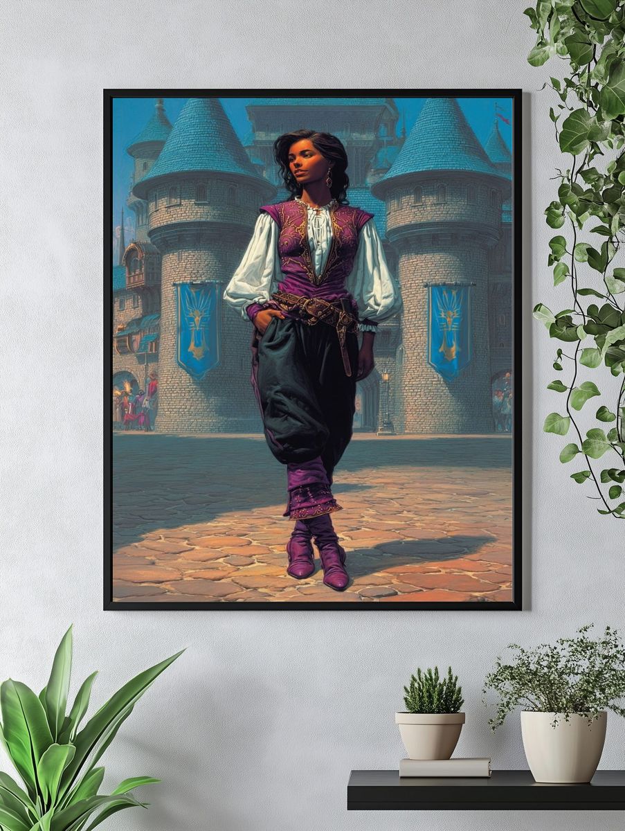 Castle Courtyard Fantasy Portrait Print. — room view 4