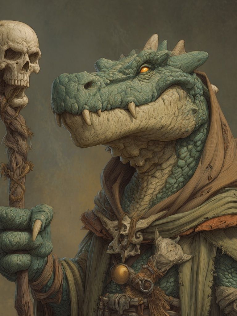 Mystical Lizard Sorcerer — Fantasy Print. poster detail
